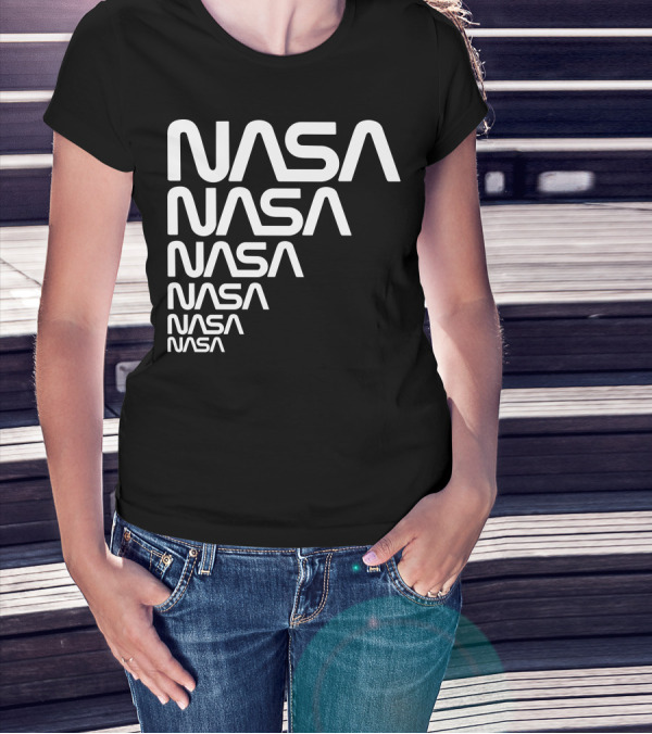 NASA The Worm Is Back Retro Logo Stack T-Shirt