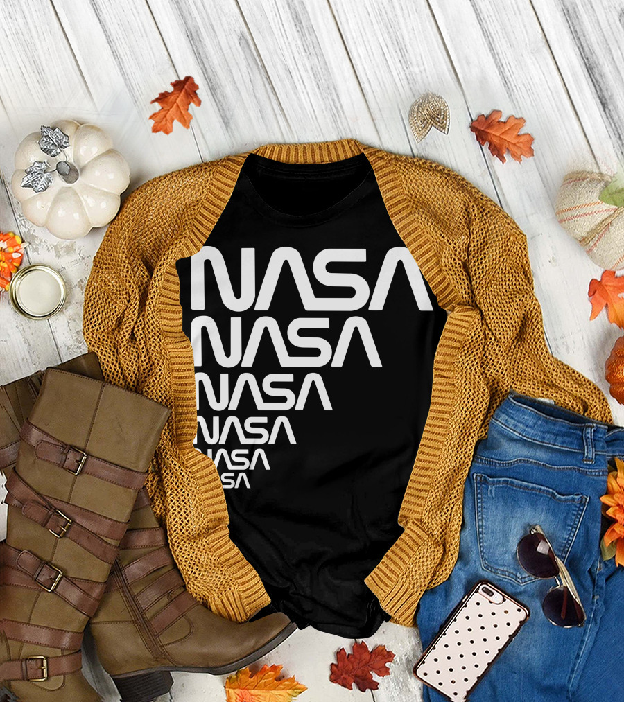 NASA The Worm Is Back Retro Logo Stack T-Shirt