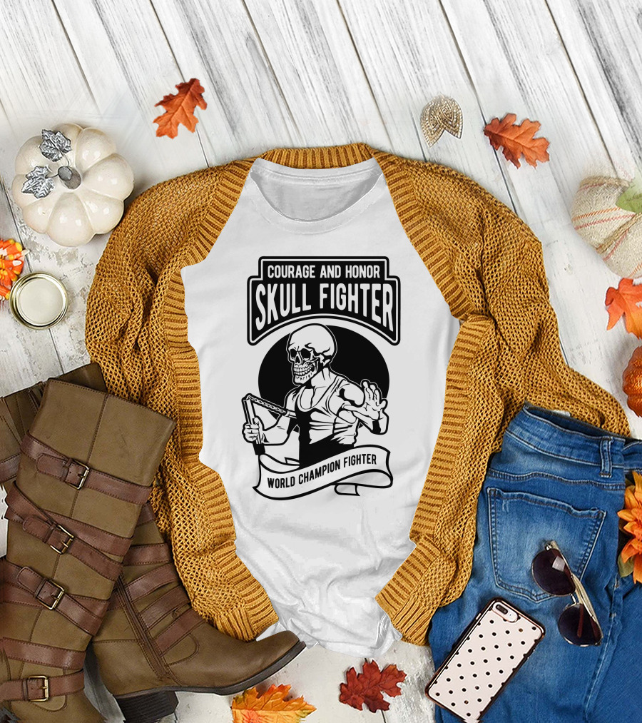 Courage and Honor Skull Fighter World Champion Fighter T-Shirt