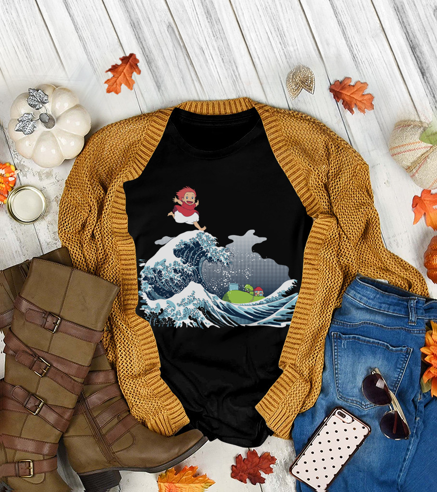 Ponyo Great Wave Studio Ghibli Spirited T-Shirt