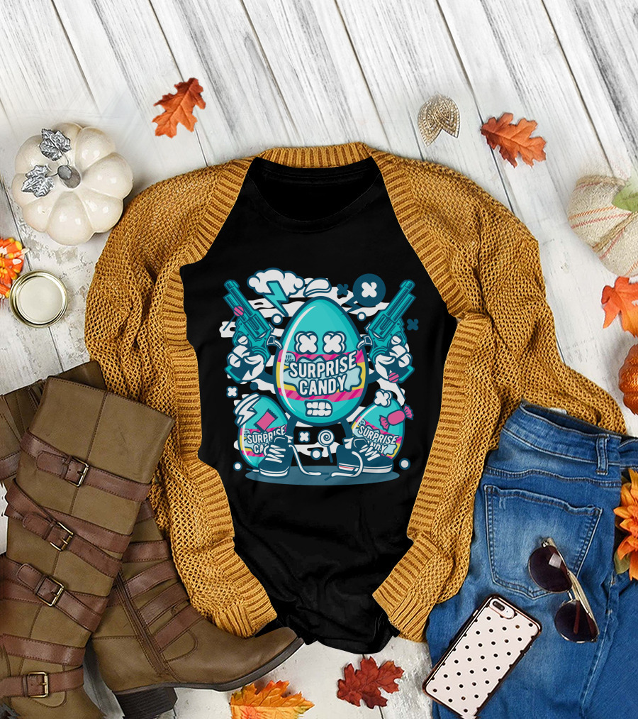 Surprise Candy Egg with Guns and Sneakers T-Shirt