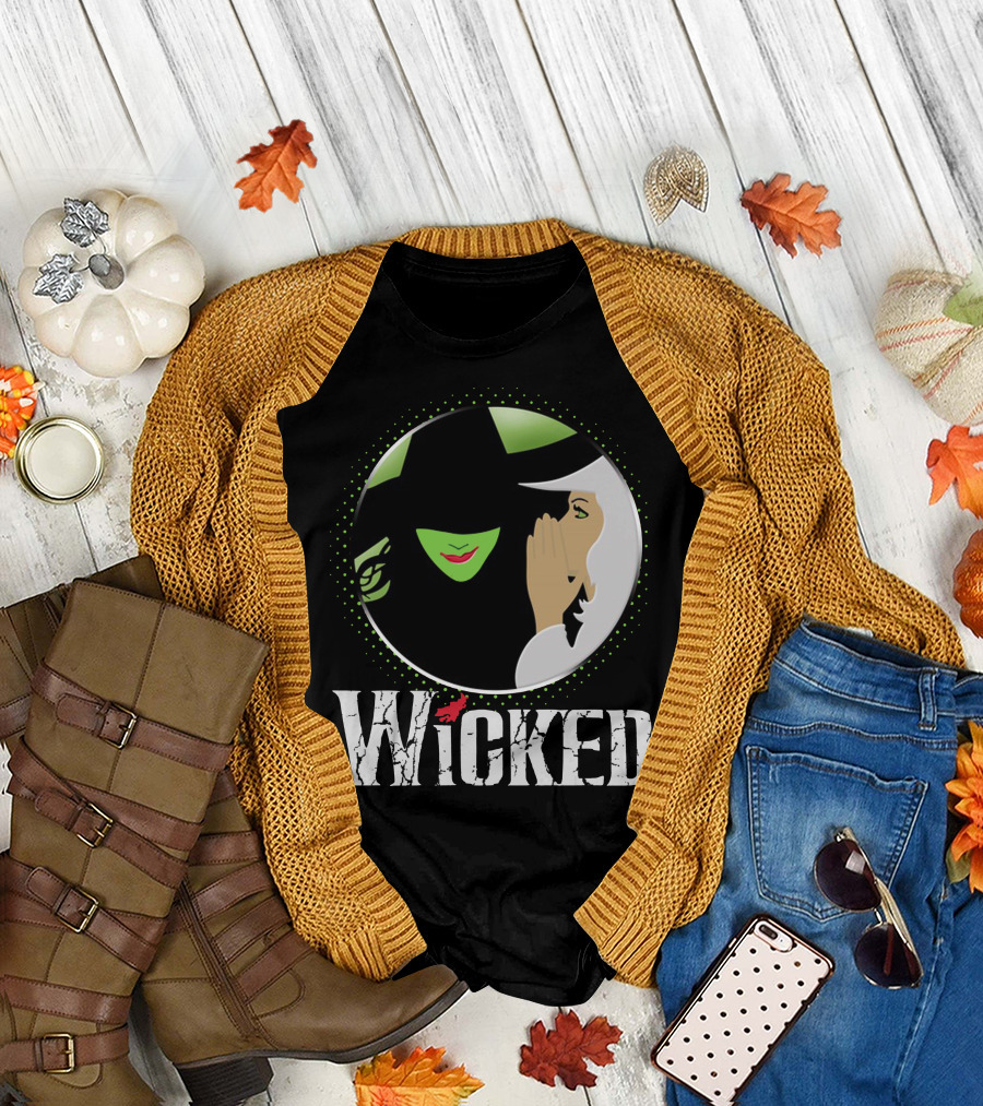 Wicked Musical Vintage Inspired Characters Green Face and Whisper T-Shirt