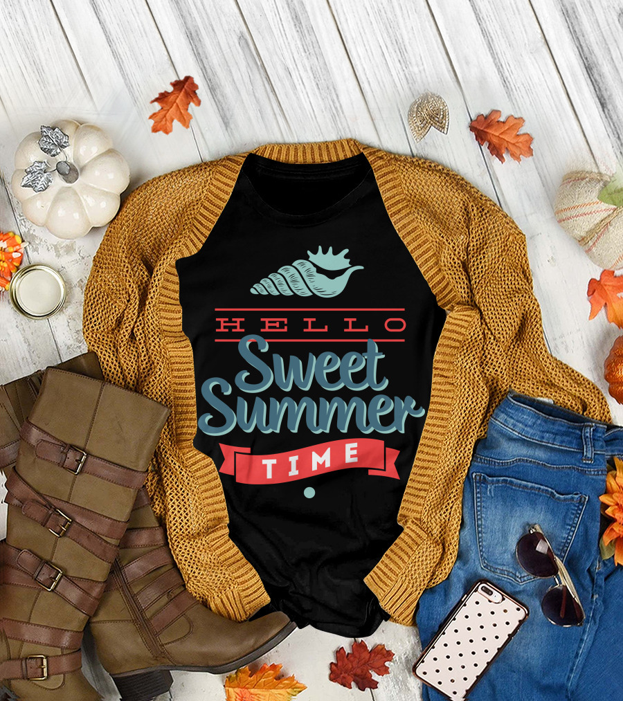Hello Sweet Summer Time Seashell T-Shirt