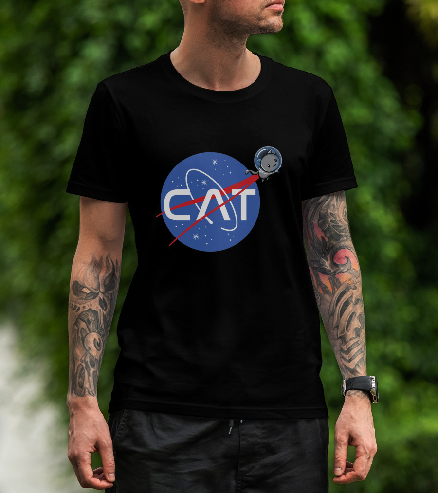NASA Cat Space Logo With Astronaut Kitty T-Shirt