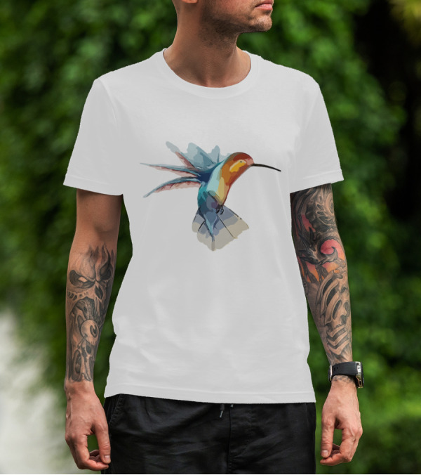 Ao Hinh Con Chim Vibrant Watercolor Bird T-Shirt