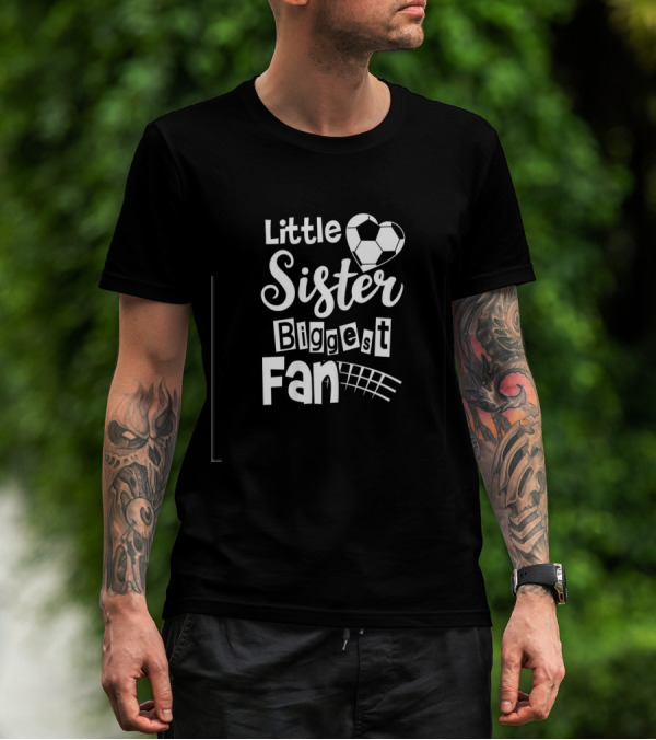 Little Sister Biggest Fan Soccer Heartball T-Shirt