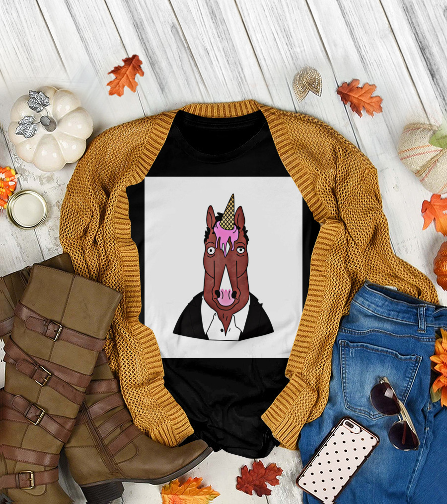 BoJack Unicornman Horse with Ice Cream Cone Horn T-Shirt