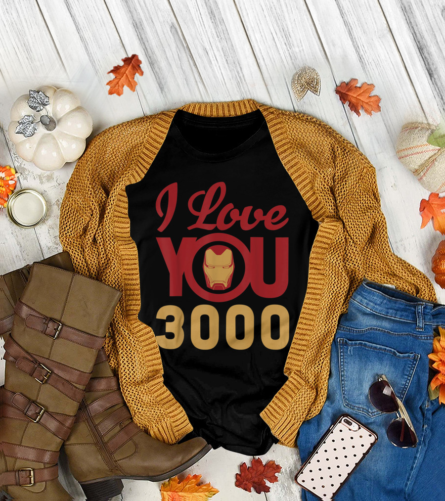 Marvel Avengers Iron Man I Love You 3000 Endgame Helmet T-Shirt