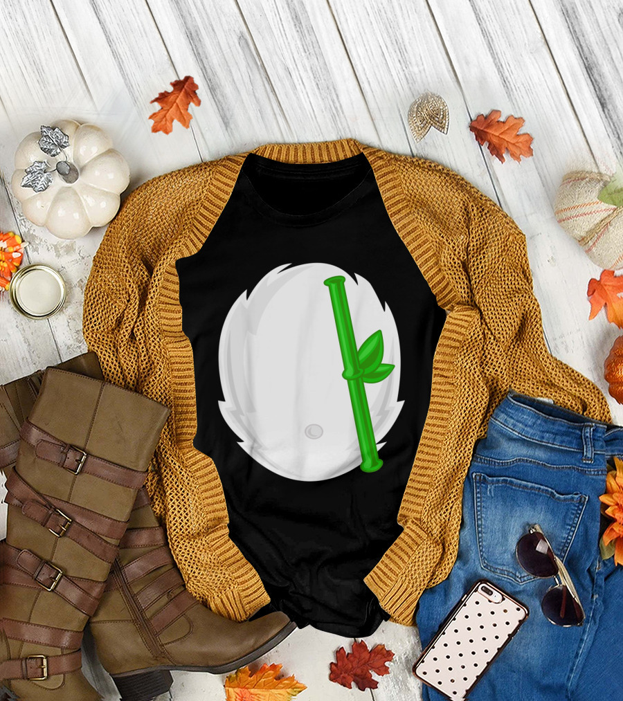 Halloween Panda Costume Belly with Bamboo and Hairy T-Shirt