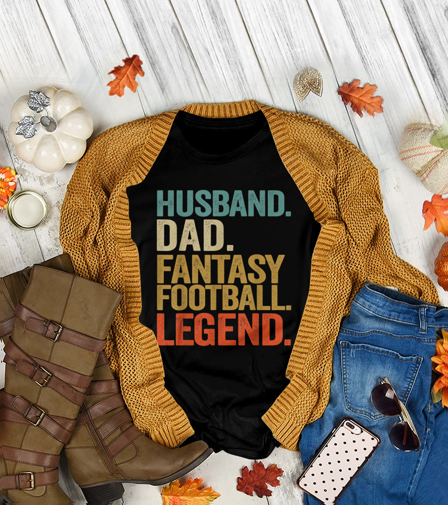 Husband Dad Fantasy Football Legend Mens Shirt Iconic Sports Gift T-Shirt