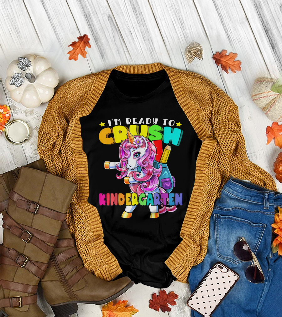I'm Ready to Crush Kindergarten Flossing Unicorn Back to School Girls T-Shirt
