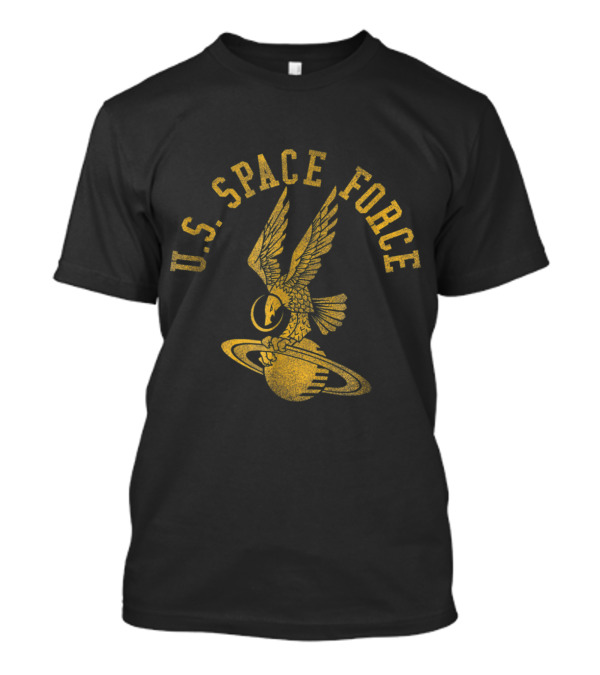 U.S. Space Force Golden Eagle Landing On Saturn With Armed Forces Insignia T-Shirt