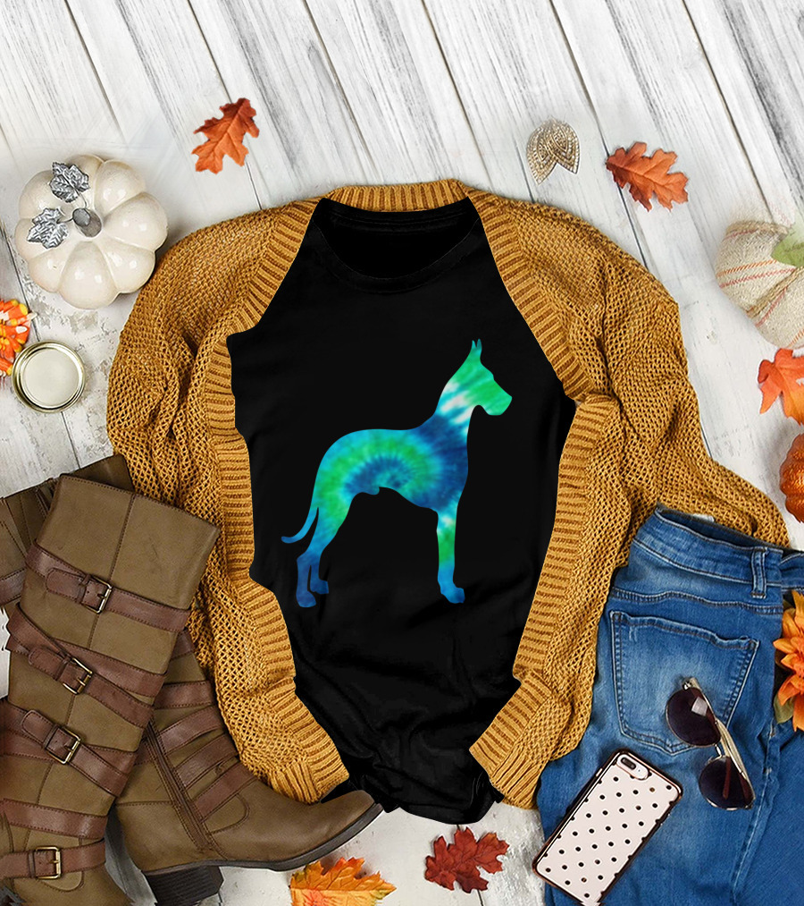 Blue Tie Dye Great Dane Dog T-Shirt