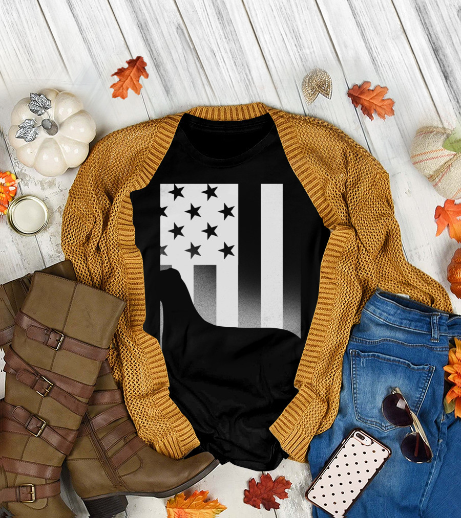 Great Dane Silhouette with Stars and Stripes American Flag USA Patriotic Dog T-Shirt