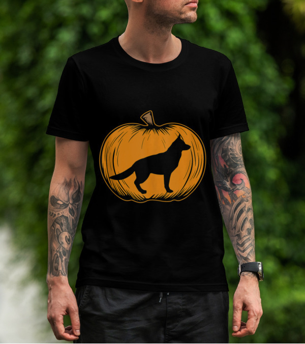 Halloween Pumpkin German Shepherd Dog T-Shirt
