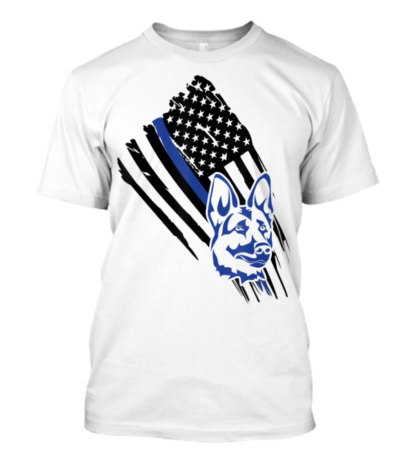 K9 Thin Blue Line German Shepherd American Flag Police T-Shirt