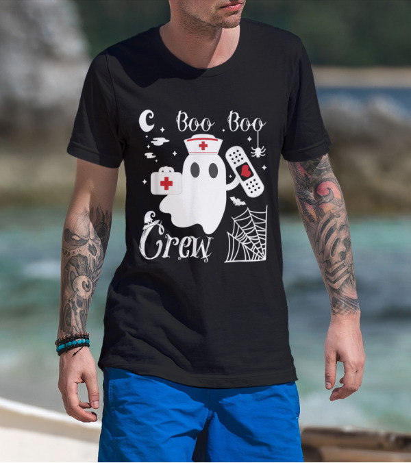 Boo Boo Crew Funny Ghost Nurse Bandage Spider Nurse Hat Ghostly Medical Kit T-Shirt