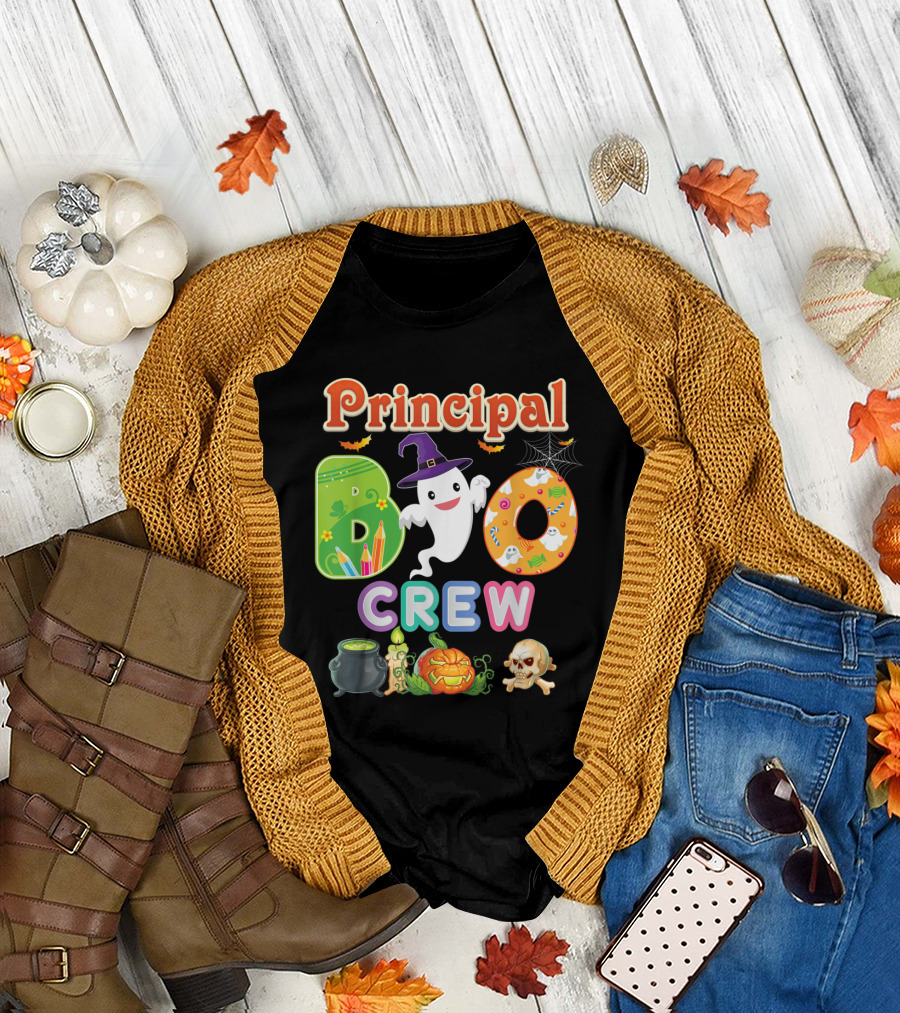 Principal Boo Crew Team Ghost Teacher Halloween Squad T-Shirt