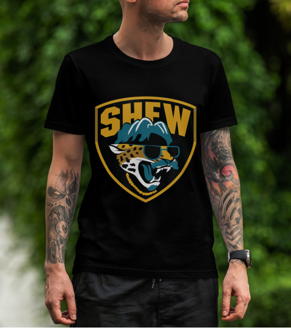 SHEW Jaguar Mustache Minshew Shield T-Shirt