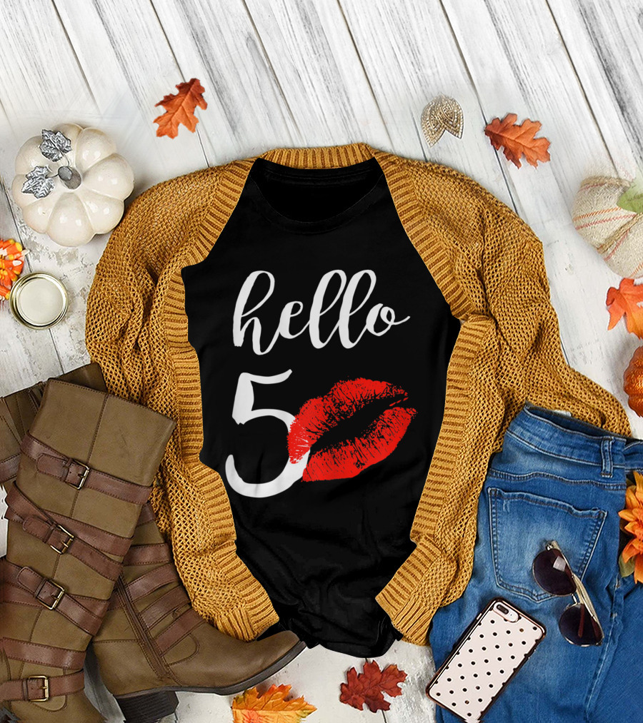 Hello 50 Red Lip Kisses Birthday T-Shirt