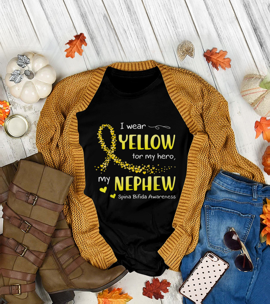 I Wear Yellow for My Hero My Nephew Spina Bifida Awareness T-Shirt