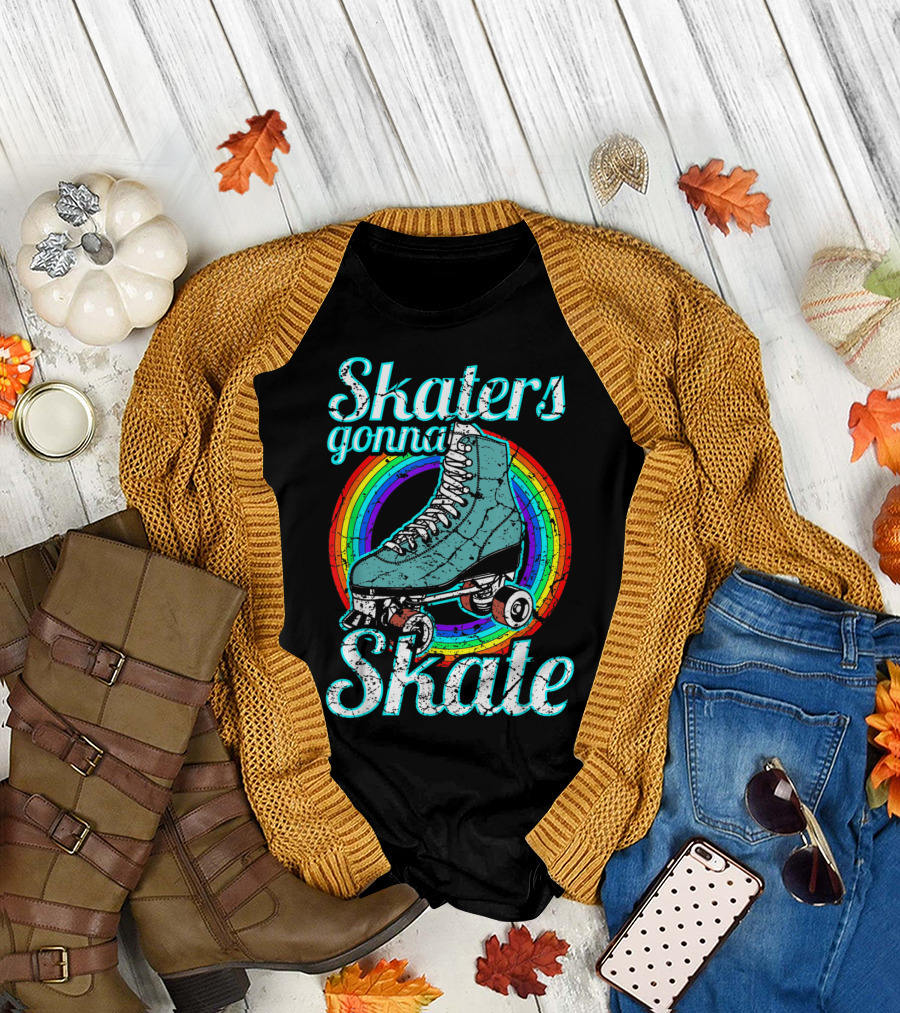 Skaters Gonna Skate Retro Roller Skate T-Shirt