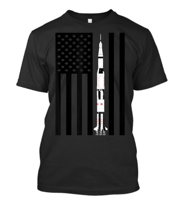 Vintage American Flag Saturn V Rocket Apollo Space Astronomy T-Shirt