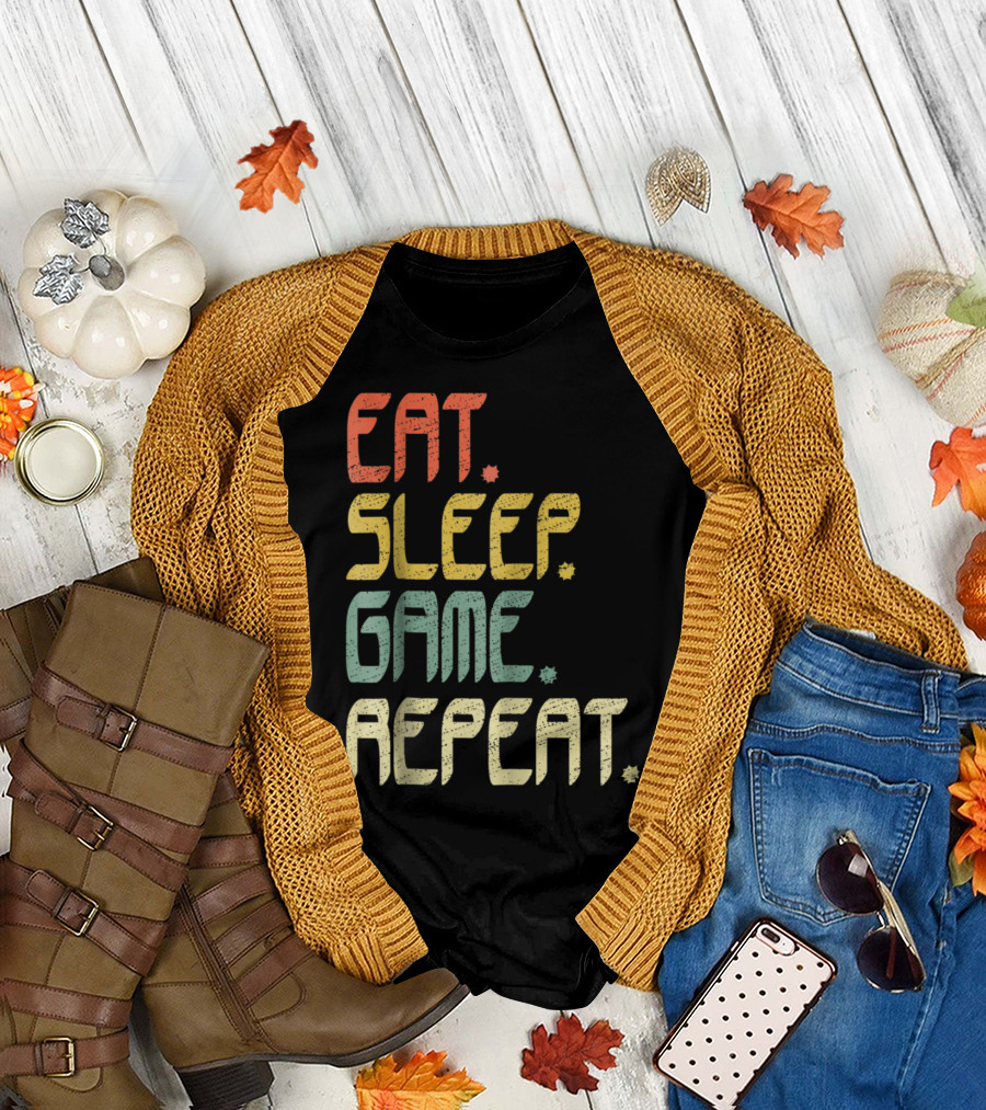 Eat Sleep Game Repeat Funny Gamer T-Shirt