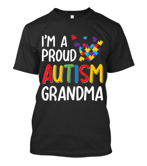 Proud Autism Grandma Heart Puzzle Autism Awareness T-Shirt