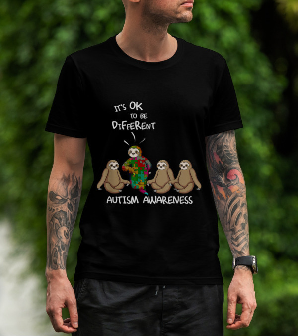 It's OK To Be Different Sloth Puzzle Autism Awareness T-Shirt