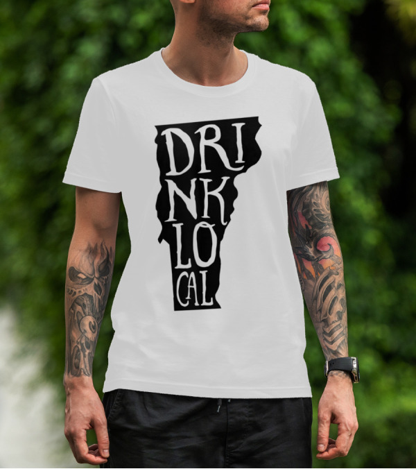 Drink Local Vermont State Outline Craft Beer T-Shirt