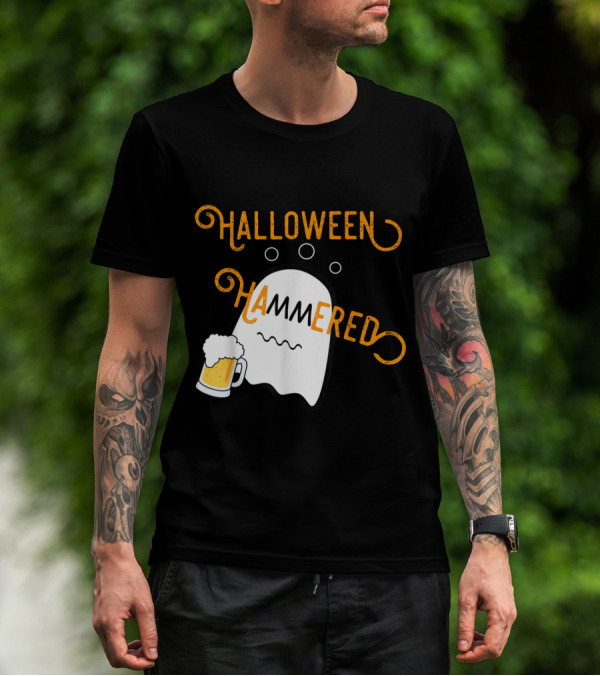 Halloween Hammered Ghost With Beer Mug T-Shirt