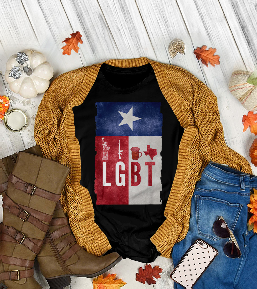 Liberty Guns Beers Texas Flag Star Statue Rifle Mug Map T-Shirt
