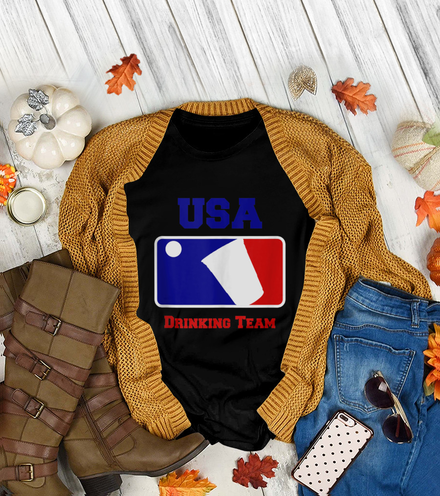 USA Drinking Team Funny Party Beer Pong Game Logo Cups T-Shirt