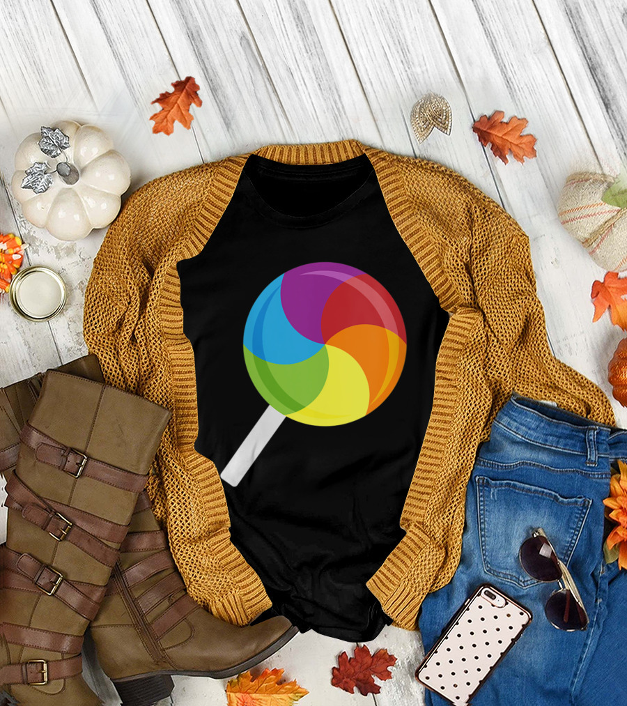 Candyland Rainbow Lollipop Colorful Swirl T-Shirt