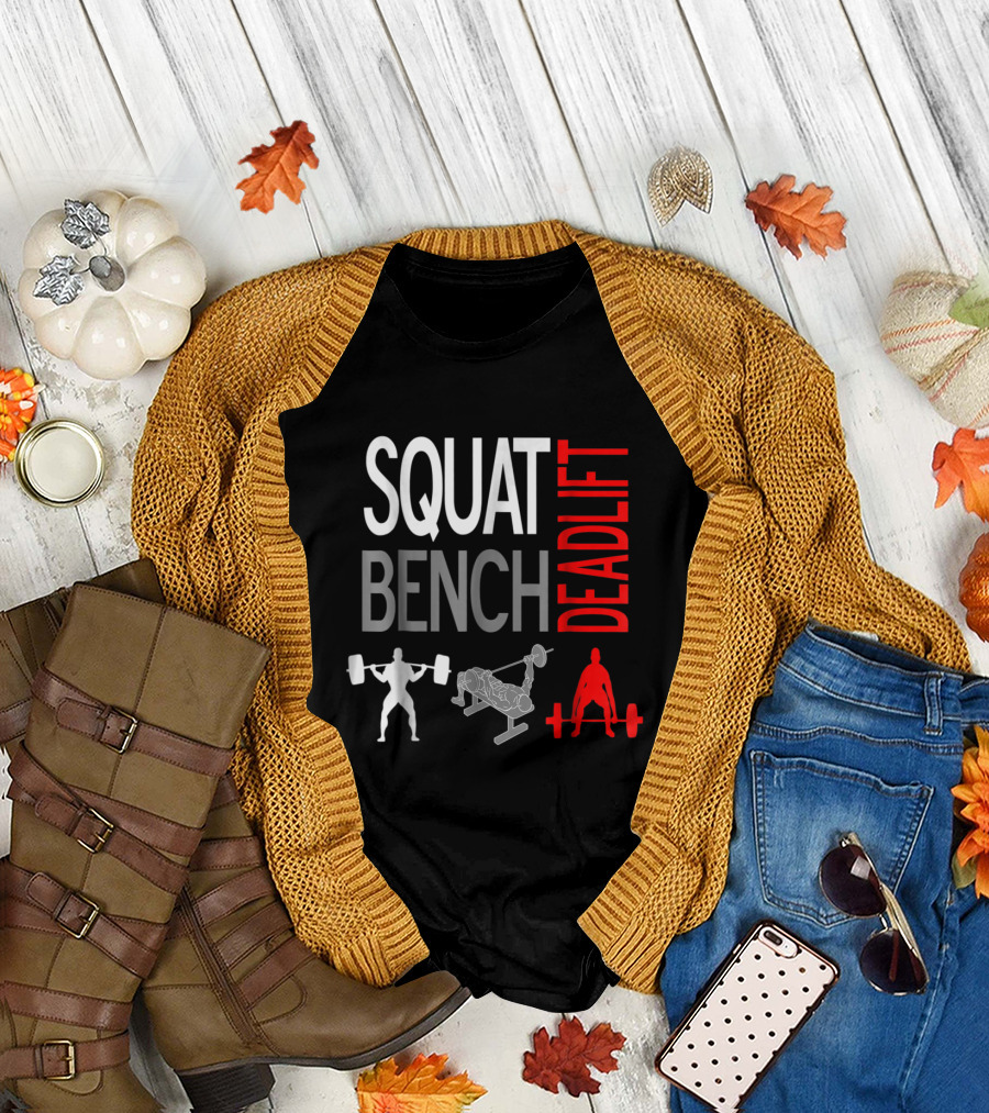 SQUAT BENCH DEADLIFT GYM WEIGHTLIFTING ICONIC LIFTS T-Shirt