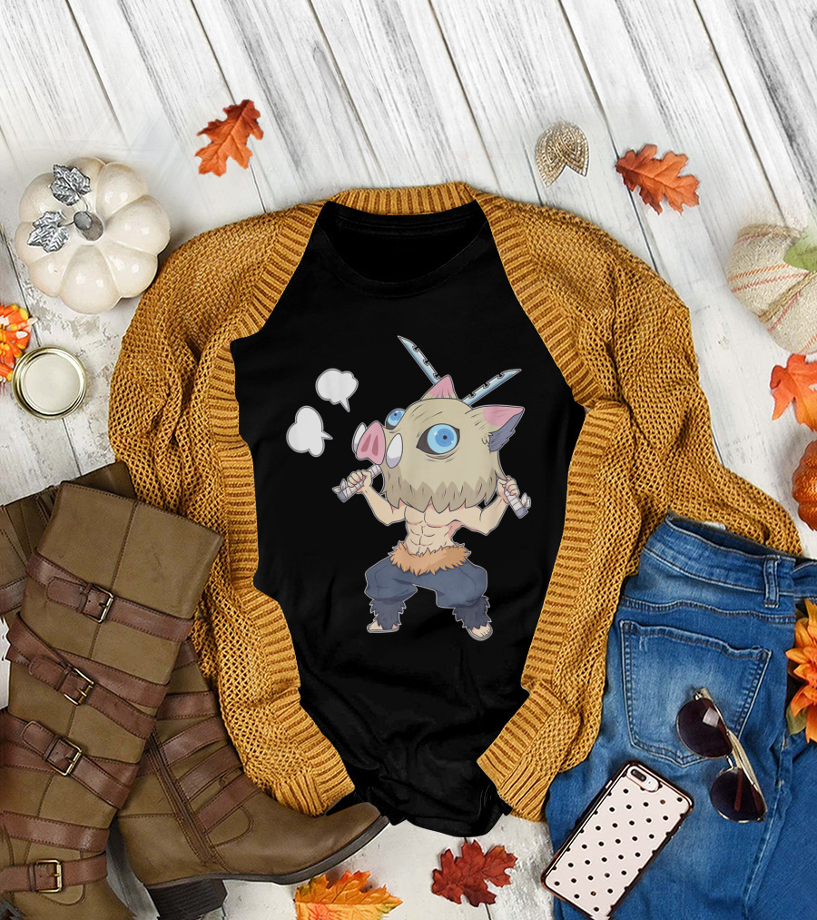 Demon Slayer Kimetsu No Yaiba Inosuke Hashibira Chibi Anime T-Shirt