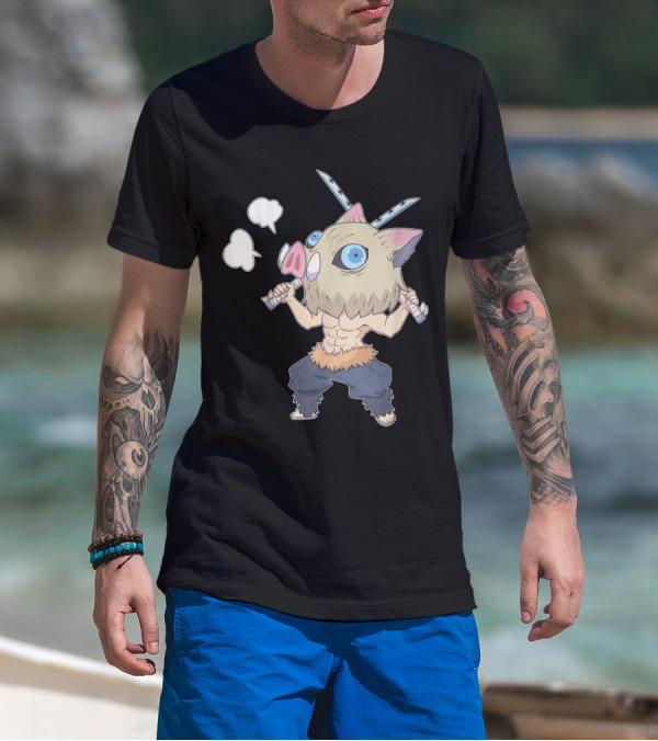 Demon Slayer Kimetsu No Yaiba Inosuke Hashibira Chibi Anime T-Shirt