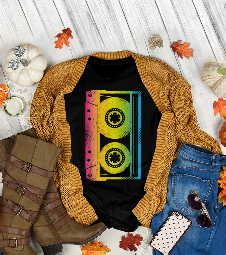Cassette Tape Retro Rainbow Colors T-Shirt