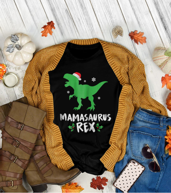 Mamasaurus Rex Christmas Dinosaur Family Matching T-Shirt