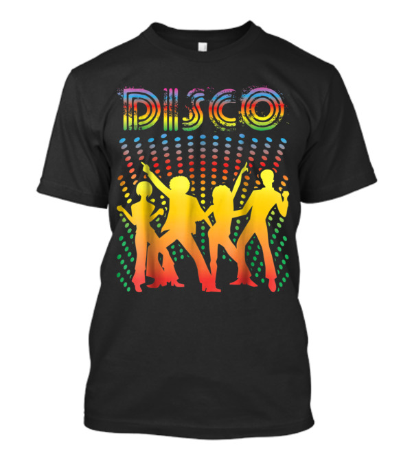 Disco Vintage Style Dancing With Colorful Silhouettes And Retro T-Shirt