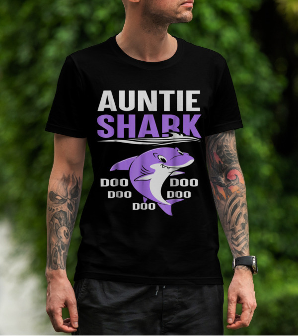 AUNTIE SHARK DOO DOO DOO MATCHING VIOLET SHARK T-Shirt
