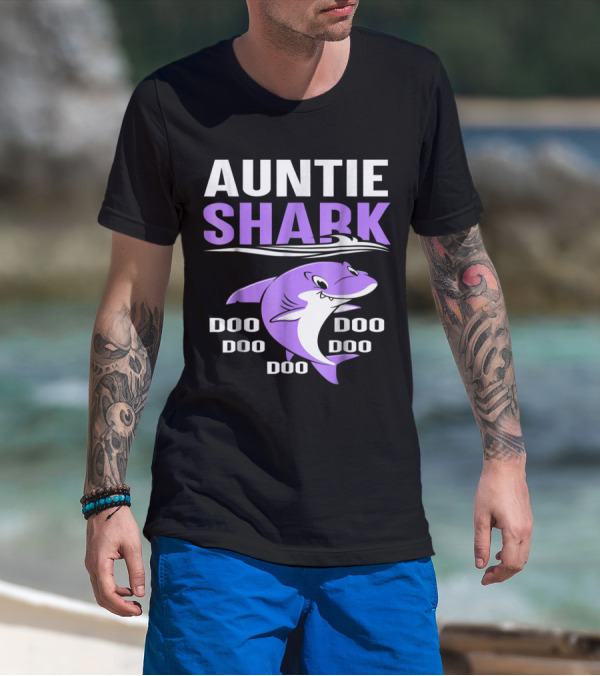 AUNTIE SHARK DOO DOO DOO MATCHING VIOLET SHARK T-Shirt