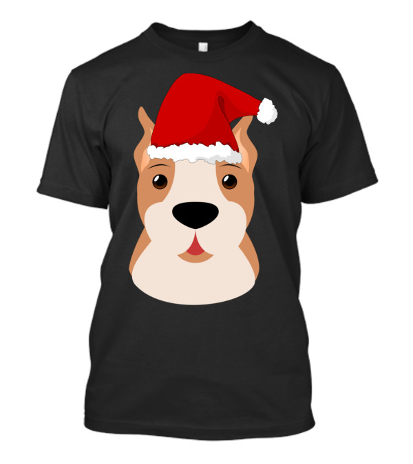 Merry Pitmas Pit Bull Funny Santa Hat Dog T-Shirt