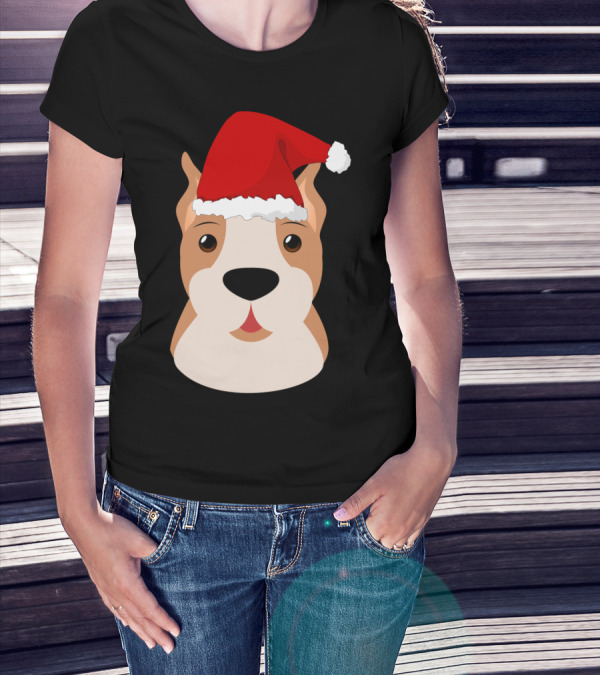 Merry Pitmas Pit Bull Funny Santa Hat Dog T-Shirt