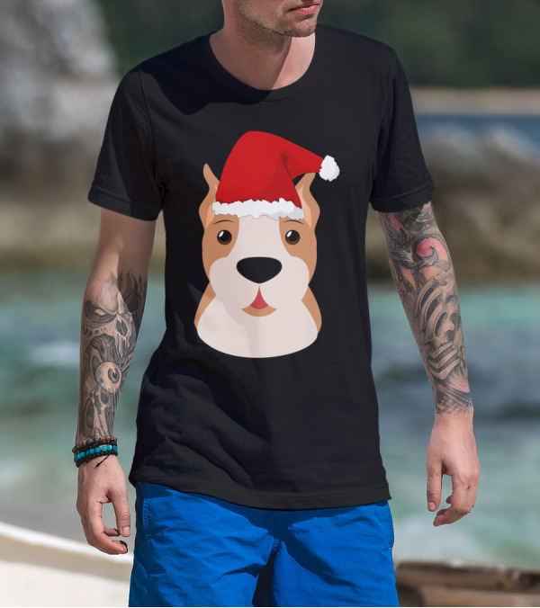 Merry Pitmas Pit Bull Funny Santa Hat Dog T-Shirt
