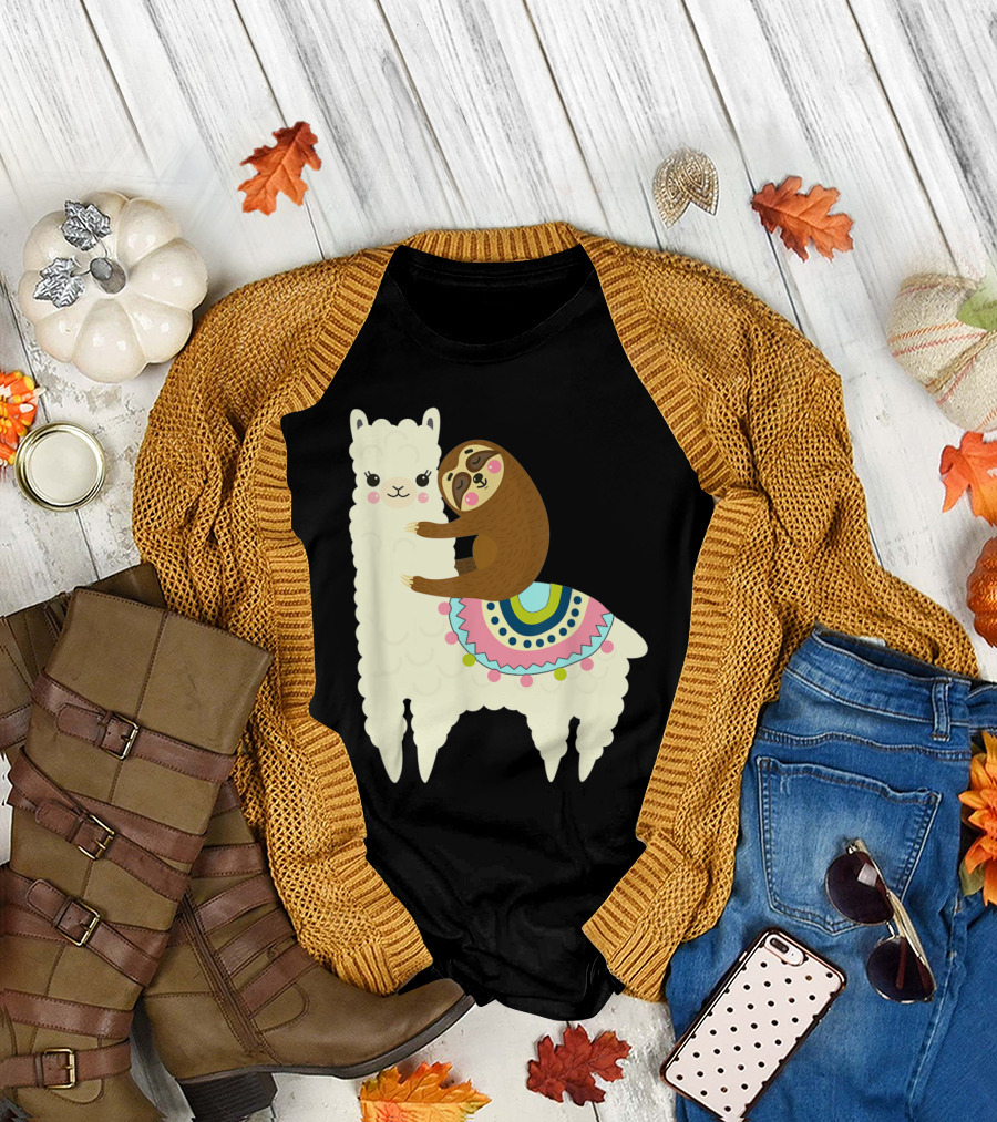 Cute Llama Alpaca And Sloth Best Friends T-Shirt