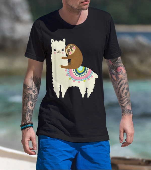 Cute Llama Alpaca And Sloth Best Friends T-Shirt
