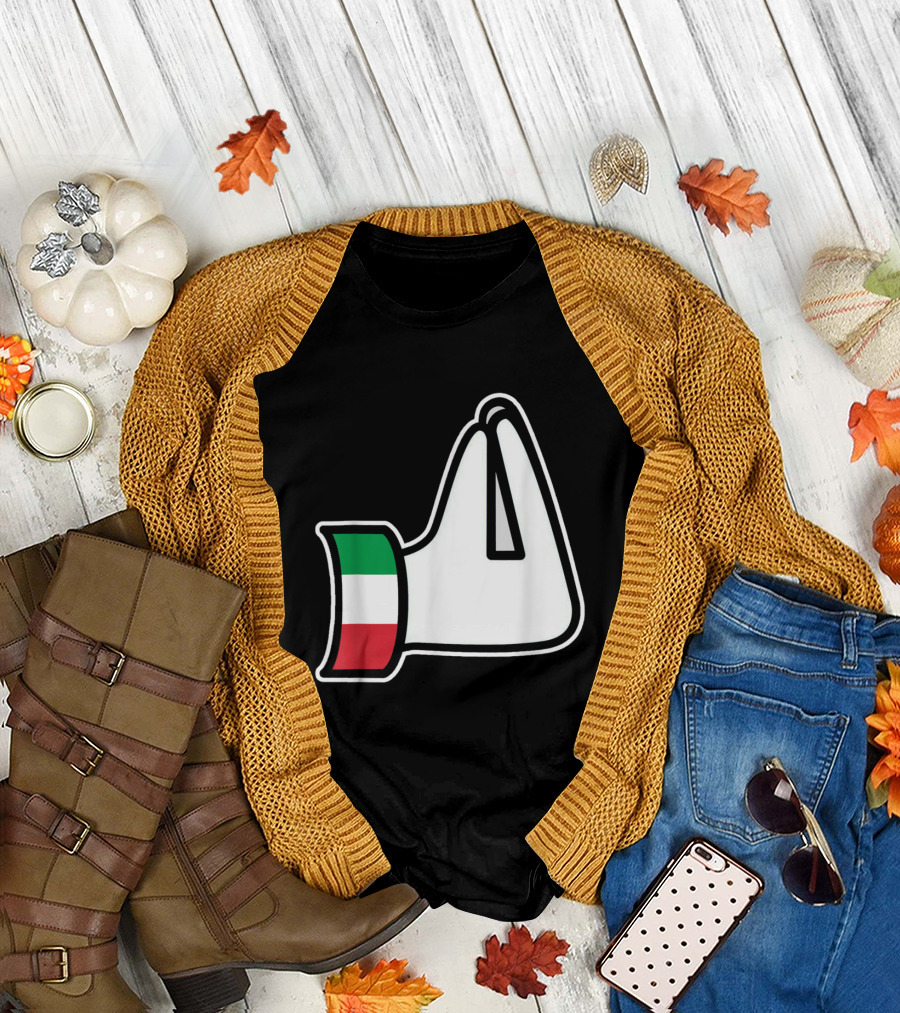 Italian Flag Hand Gesture Humor Italia Italiano Funny T-Shirt