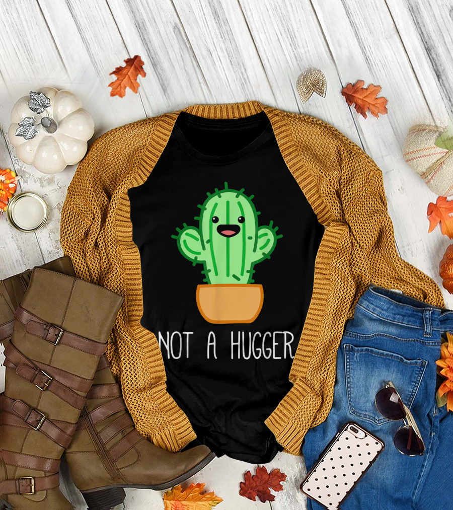 Not a Hugger Cactus Cute Kawaii Do Not Hug Meme T-Shirt